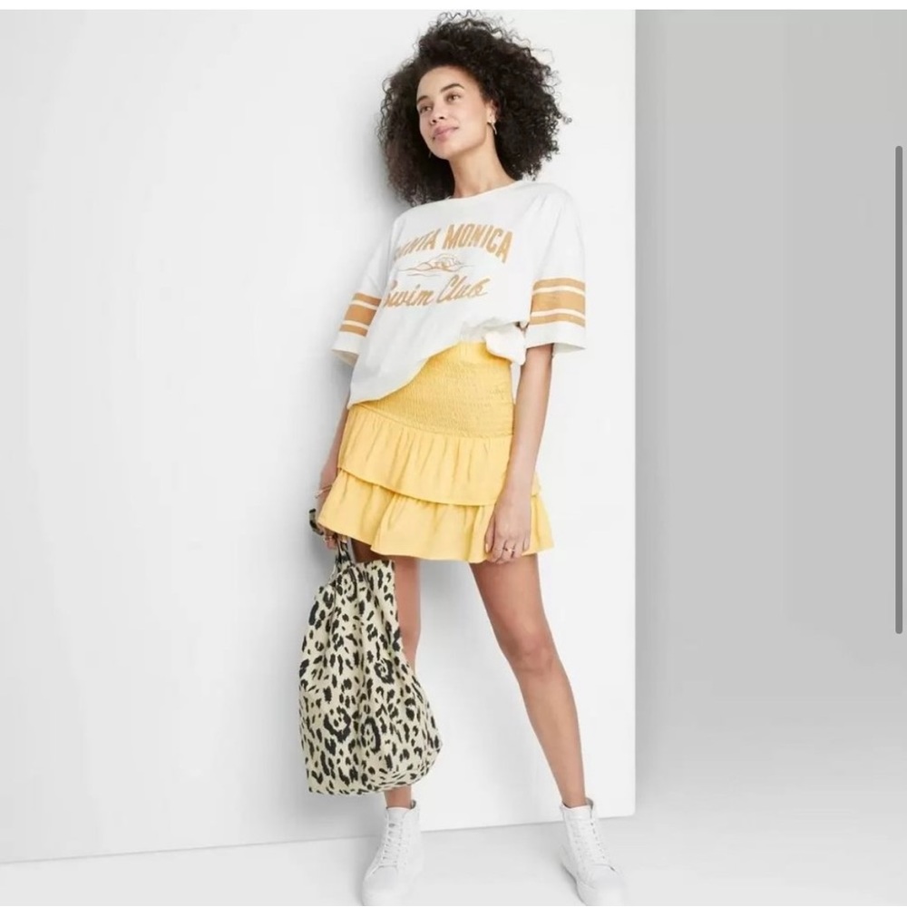 NEW! Yellow Stretchy Flutter Tiered Skirt /
Top, Ascot & Hart